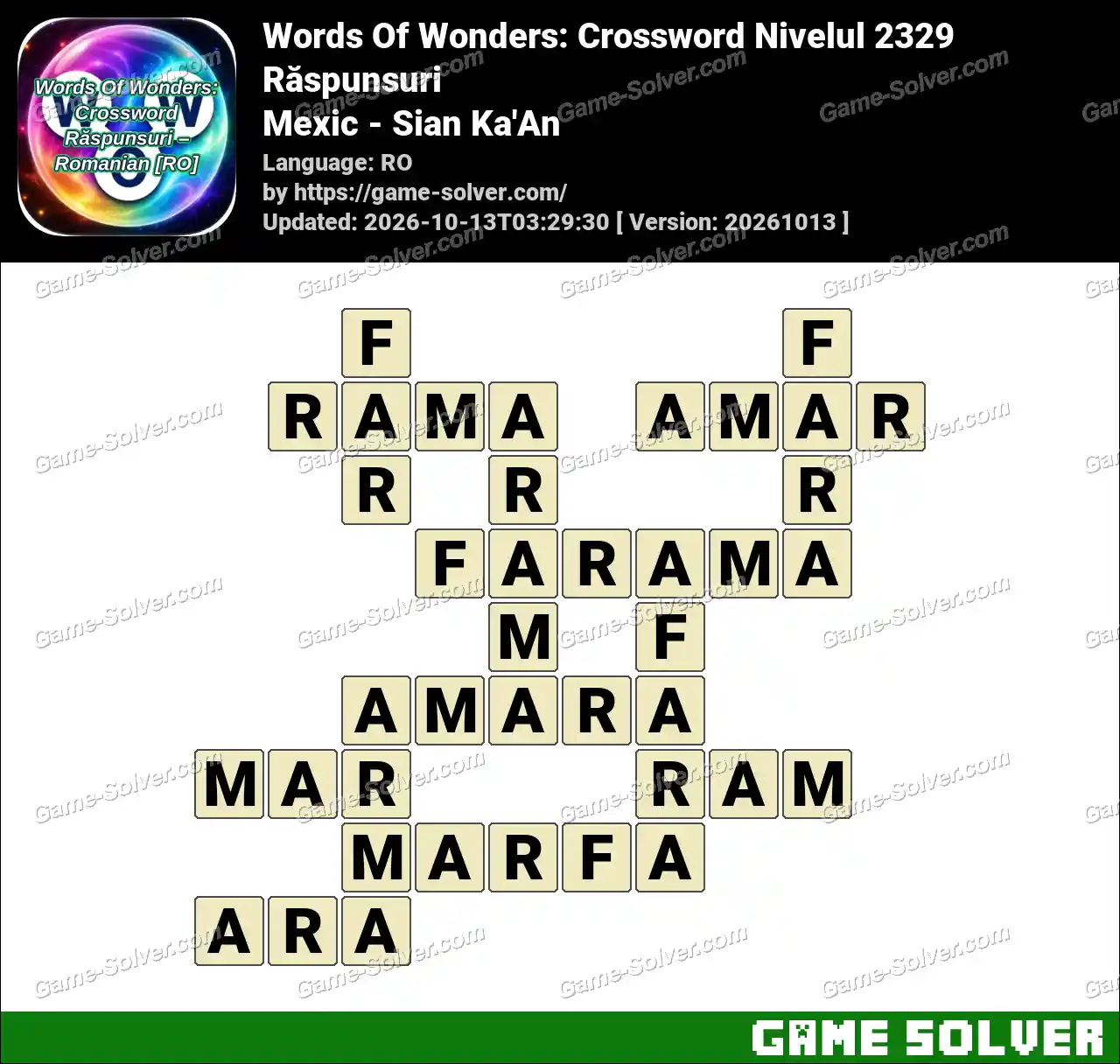 Words Of Wonders: Crossword Nivelul 2329 Răspunsuri – Mexic – Sian Ka’An